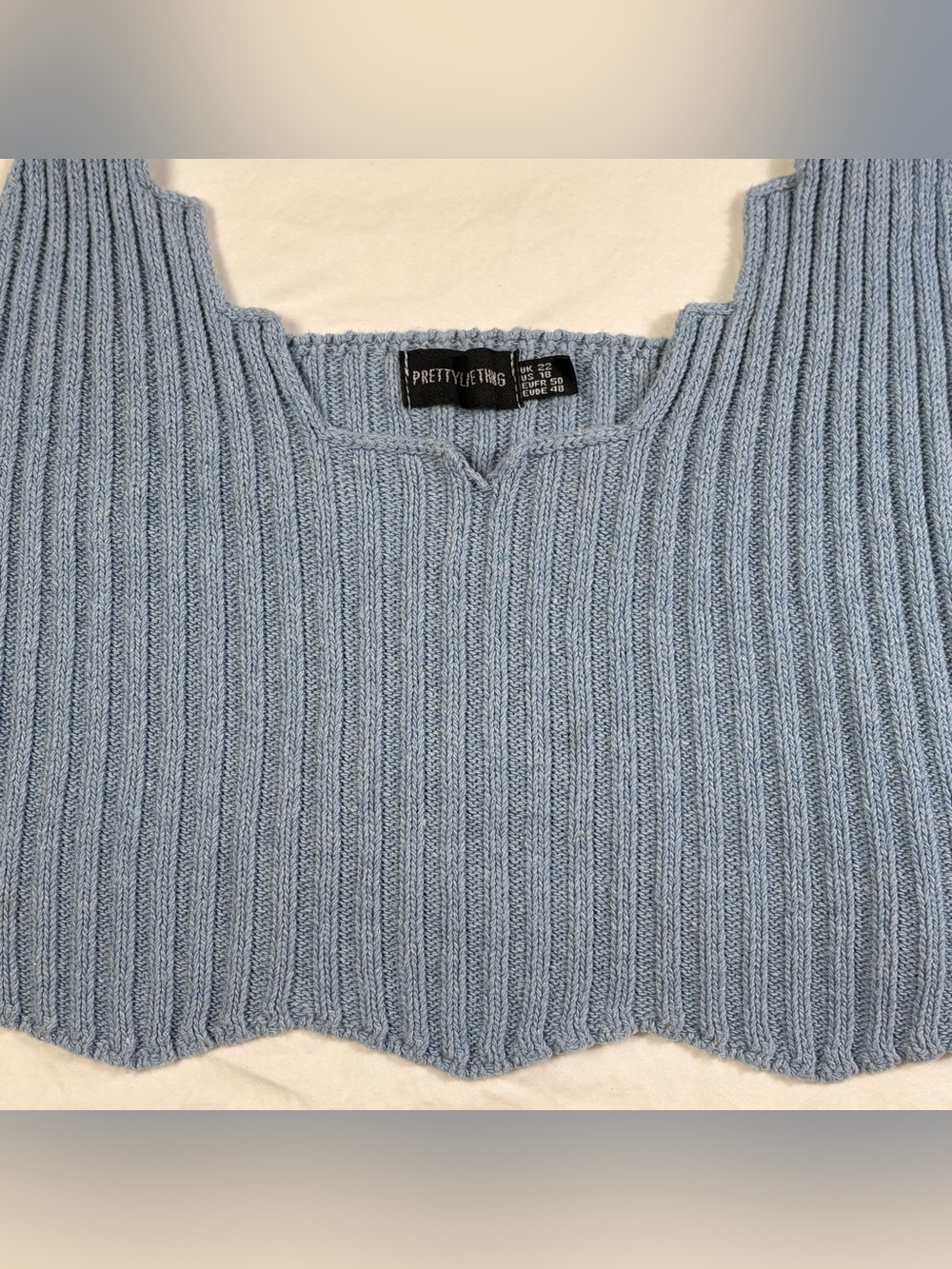 Blue Ribbed Knit Crop Tank - Picture 3 of 7
